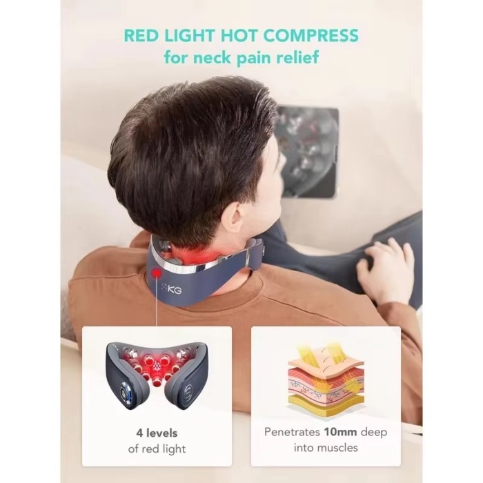Heated Neck Massager Wireless Deep Tissue Vibration Portable Electric Neck Massager Relieves Fatigu
