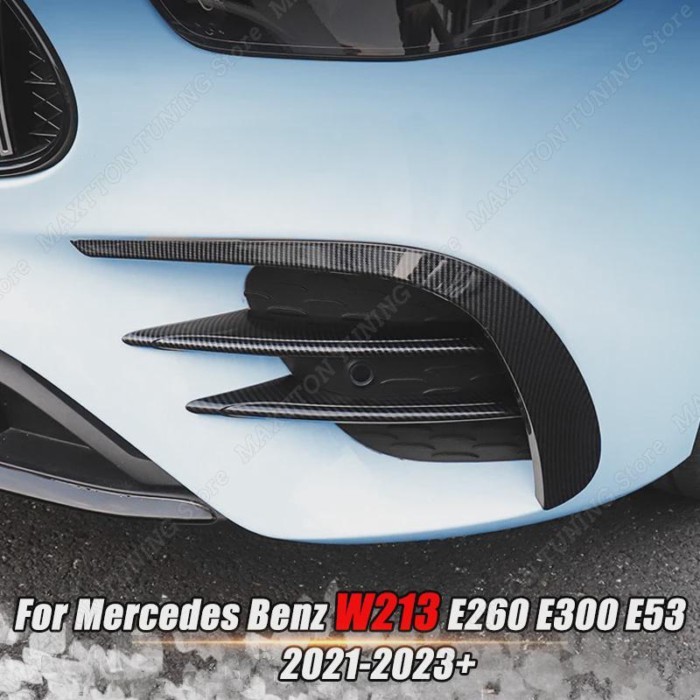 For Mercedes Benz E-Class W213 E260 E300 E53 Car Front Bumper Lip Splitter Spoiler Fog Light Trim W