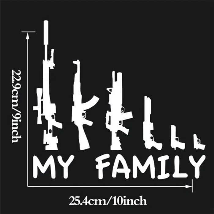 My Family Gun Sticker Rifle Gun Weapon Vinyl Stickers Decals  Funny Waterproof Sticker for Car Wind