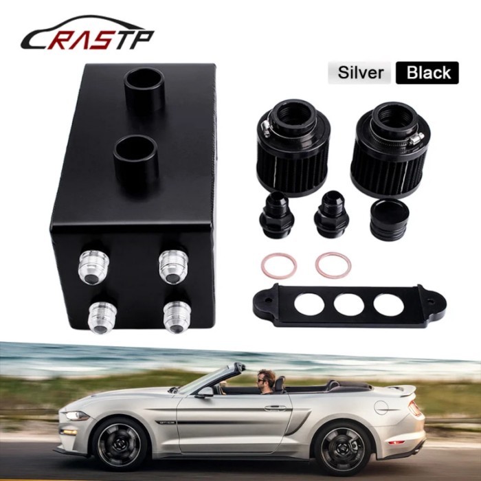 RASTP-3.5L Modified Aluminum 4-Port Engine Oil Catch Tank/Can With Breather & Filter Drain Tap 2LT
