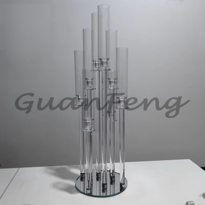 5/8/10 arm holder transparent glass candle holder for wedding center decoration table