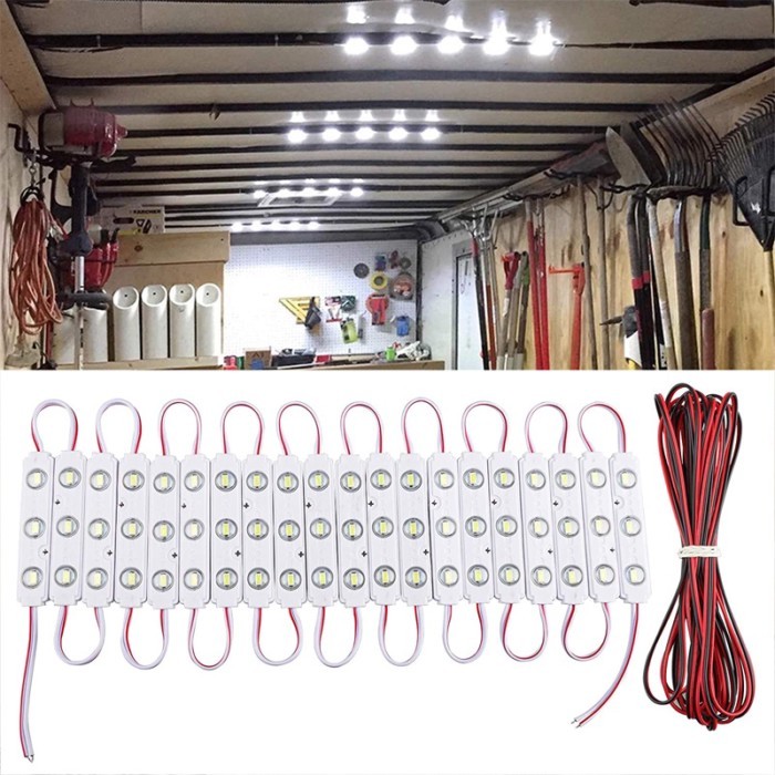 10Pcs 3 LEDs Trunk Roof Light String Kit Van Interior Ceiling Lighting 2835 LEDs 5m Extension Cable