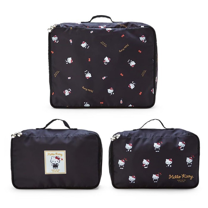 ญี่ปุ่นน่ารักการ์ตูน Sanrio Kuromi Home Travel เสื้อผ้า Sub-Packing กระเป๋าเก็บกระเป๋าเดินทางจัดระเบียบชุดสามชิ้น