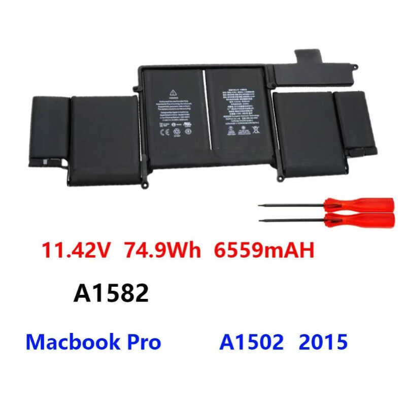 ▥  A1582 แบตเตอรี่ 6559Mah 11.42V สําหรับ Apple Book Pro A1502 13 นิ้ว Retina 2015 แบตเตอร