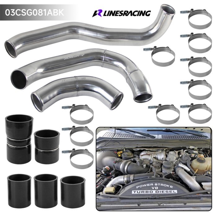 Hot & Cold Side Intercooler Pipe&Boot Clamps Kit For 08-10 Ford 6.4L Powerstroke Diesel V8 Turbo En