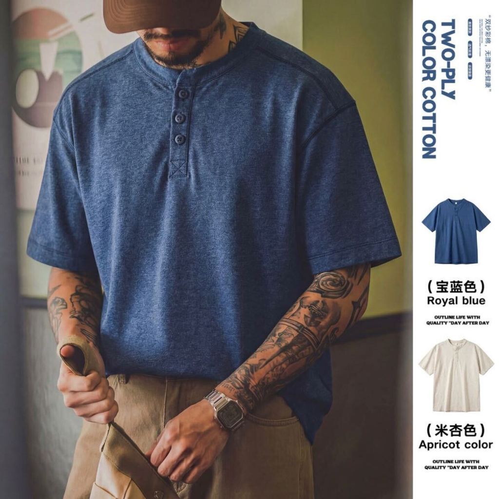 Wuluwear เสื้อฮาร์เลย์คอปกแขนสั้น ผ้าฝ้ายแท้ สไตล์อเมริกัน สำหรับสวมใส่ในหน้าร้อน
