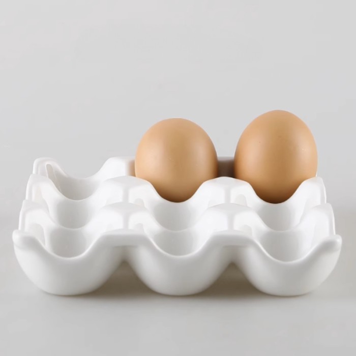 1pc Ceramic nine grid egg rack Refrigerator egg storage tray Household storage box Kitchen storage