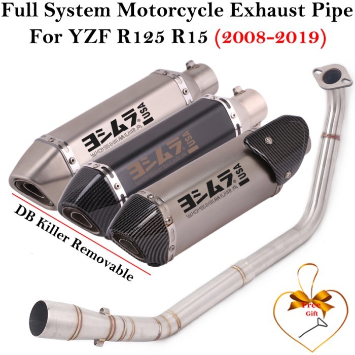 Full Systems For Yamaha YZF R125 R15 V3 R15 MT125 2008 - 2019 Motorcycle Exhaust Muffler Front Midd