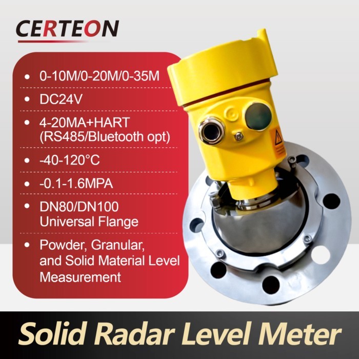 80GHz Radar Level Transmitter Non-Contact Liquid Solid Powder Silo Level Sensor DN80 DN100 High-Fre