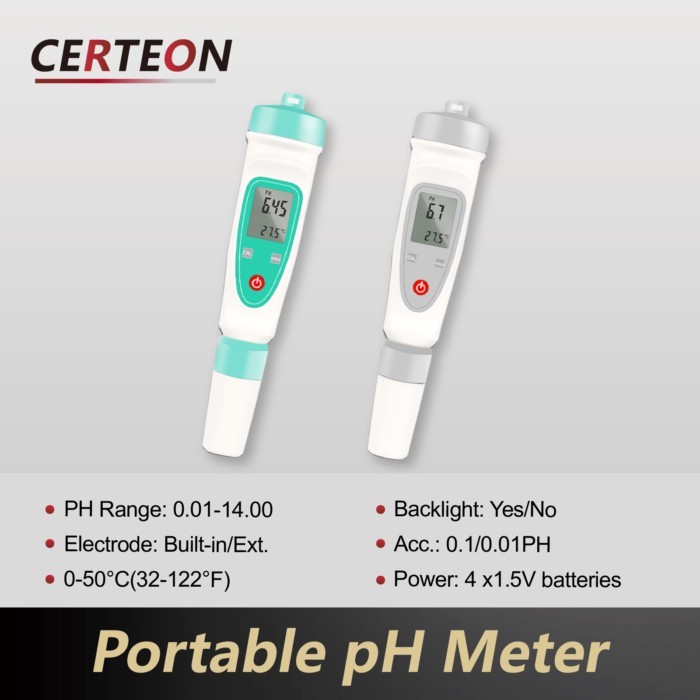 Portable pH Meter Digital pH Tester 0.01 Resolution Pen Type pH Meter for Water Quality Aquarium Hy