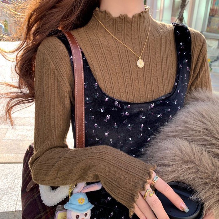 เสื้อกันหนาวสีขาวยกระดับดีไซน์ใหม่ แบบครึ่งคอเต่านุ่มสบาย สำหรับผู้หญิง - รูปที่ 4