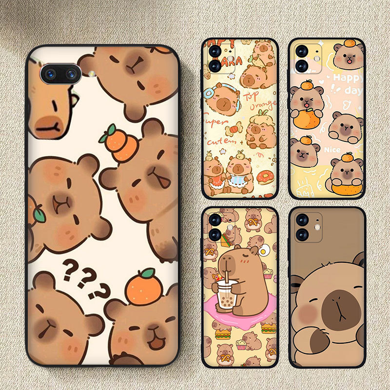 ซิลิโคนสีดํา TPU Shell A55X Capybara เคสโทรศัพท์ Samsung Galaxy J2 J4 J5 J6 J7 Prime J4 J6 Plus J8 J