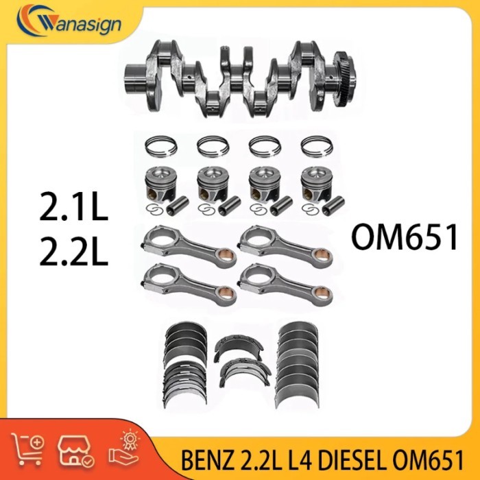 AUTO ENGINE PARTS CRANKSHAFT Connecting rod Engine bearing Piston kit for MERCEDES-BENZ 2.1L 2.2L L