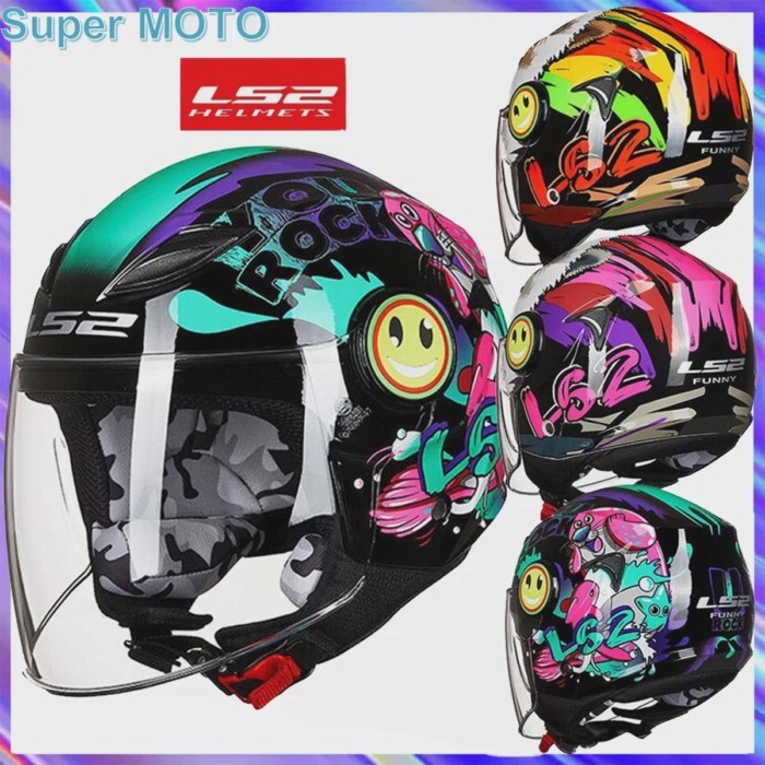 LS2 OF602 Children Motorcycle Helmet Male Half Helmet  Four Season Kids Safety Helmet Protection Ca