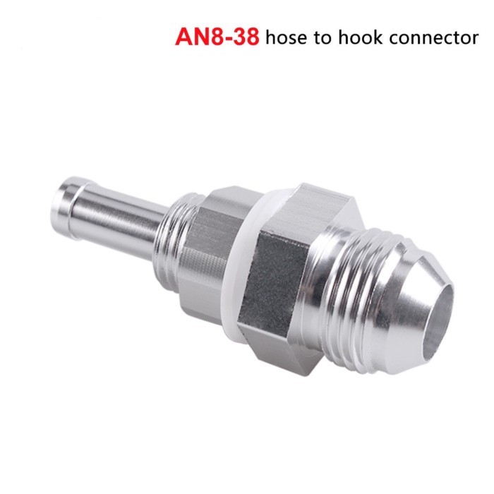 AN8-3/8 Aluminum Hose Barb Fuel Tank Fitting Silver Replacement Fittings Connector RS-HR014