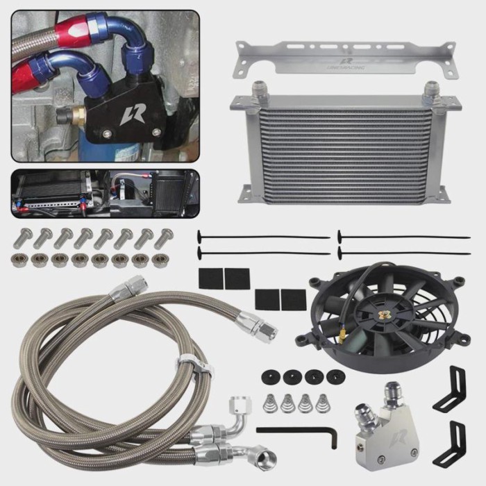 22/25/30/34 Row Oil Cooler For Chevrolet LS1 LS2 LS3 LS6 LS7 LS9 Adapter+Oil Lines+Bracket  7'' Fan