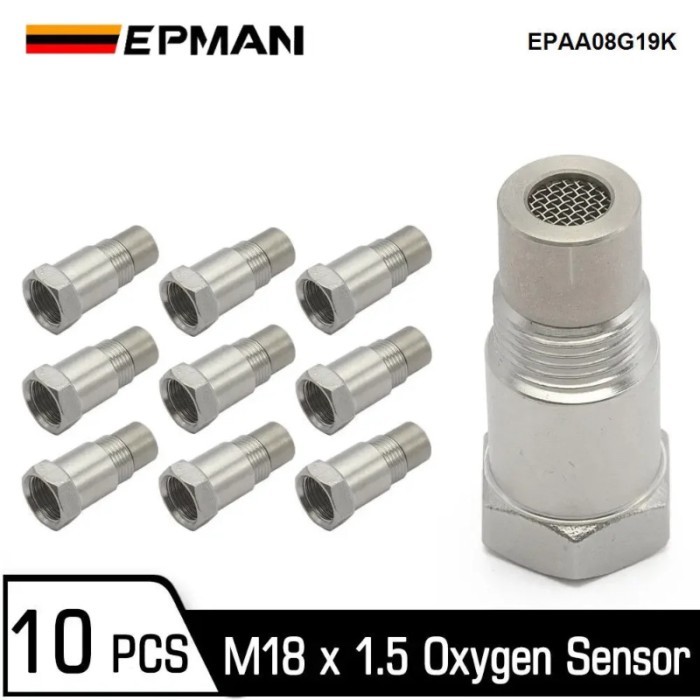 EPMAN 10PCS M18*1.5 Car O2 Oxygen Sensors Protective Plug Adapter Stainless Steel Engine Light Elim
