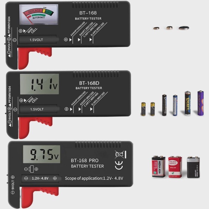 BT-168 AA/AAA/C/D/9V/1.5V Batteries Universal Button Cell Battery Coded Meter Indicate Battery Volt