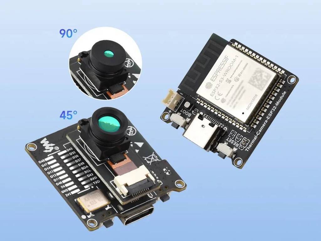 ESP32-S3 IR Thermal Imaging Camera, พอร์ต Type-C, 8062 พิกเซล IR Array, ตัวเลือกสําหรับ 45° / 90° โฟ
