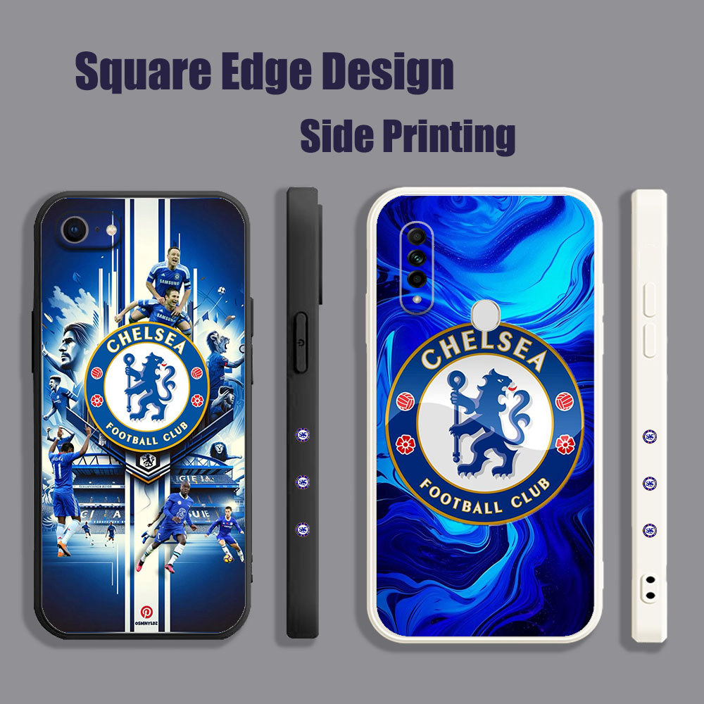 ปลอกสําหรับ OPPO A57 2022 4G A17 A17K เชลซีฟุตบอล Club KZG03 เคสโทรศัพท์ขอบสี่เหลี่ยม