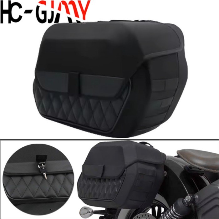 19.5L Saddle bag Motorcycle Waterproof Leather PE Side Bag for harley Softail Slim FLSL 2017-2023 L