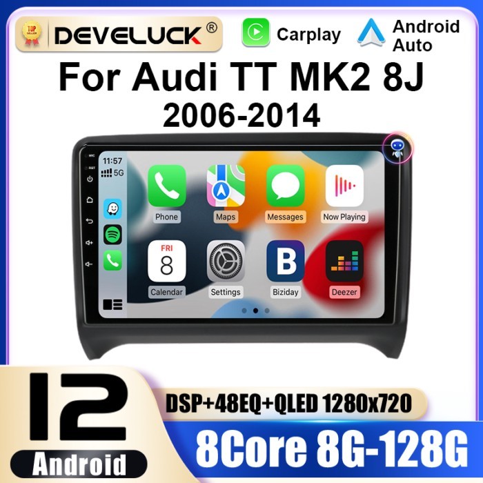 2 Din Android 12 Car Radio For Audi TT MK2 8J 2006 - 2014 Multimedia Video Player GPS 4G Carplay Au