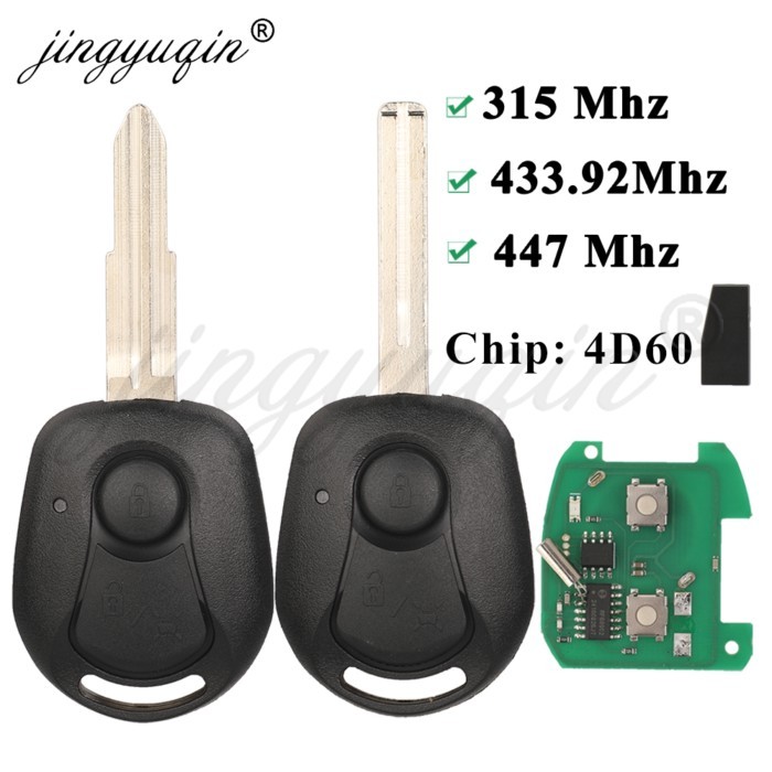 jingyuqin 2Buttons 315Mhz 433.92Mhz 447 MHZ 4D60 Chip Remote Head Car Key For Ssangyong Actyon Kyro