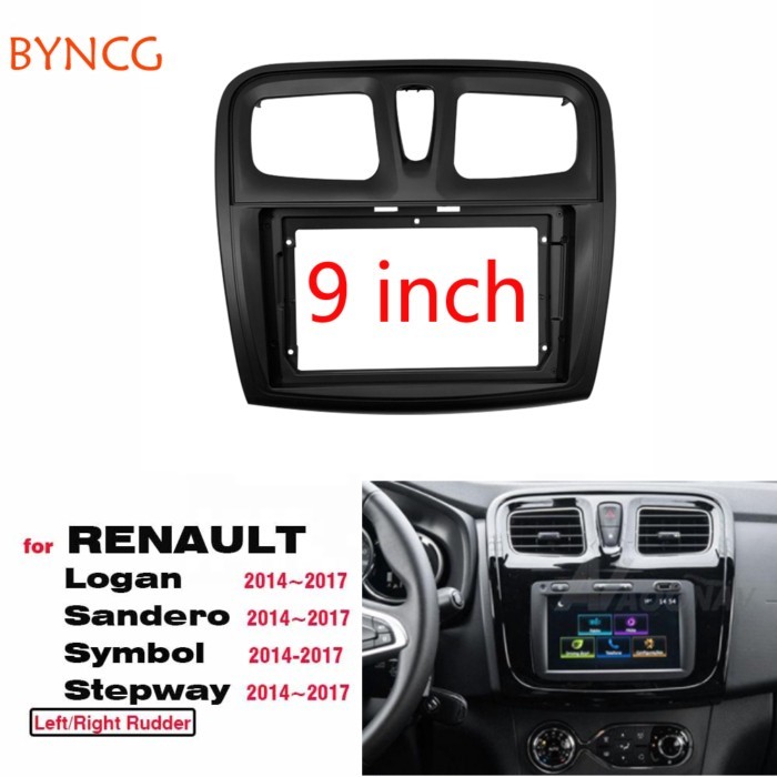 2 Din 9 Inch Car Radio Fascias for RENAULT Sandero Symbol Logan 2014+ Dashboard Frame Installation