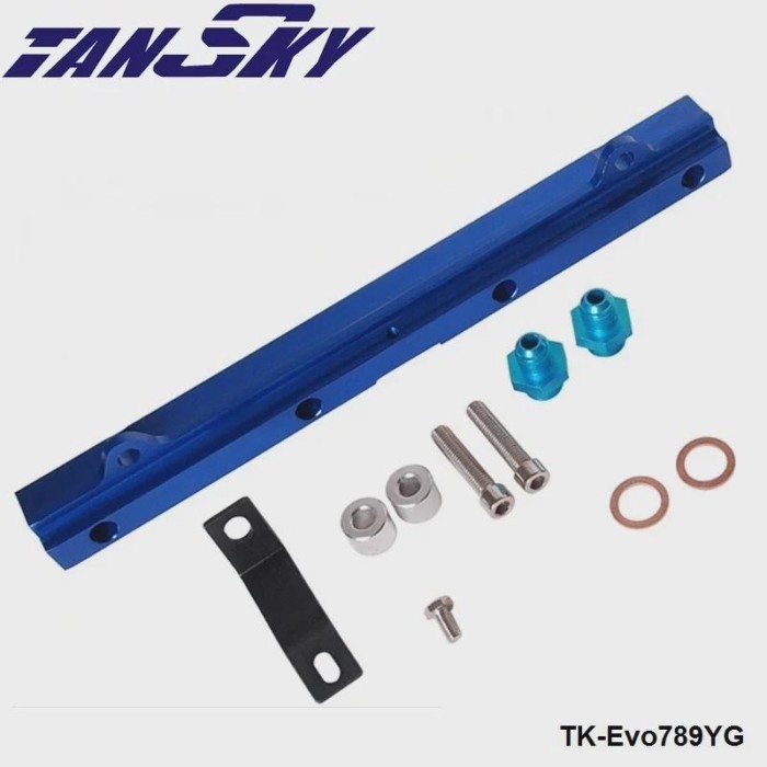 For Mitsubishi 4G63 EVO7/8/9 Top feed Injector Fuel Rail Turbo Kit Blue Aluminium Billet HQ jdm TK-