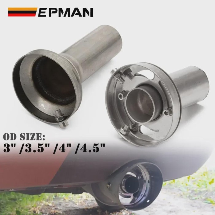 EPMAN Universal 3'' / 3.5" /4'' / 4.5'' Car Stainless Steel Exhaust Muffler Round Tip EP-XS