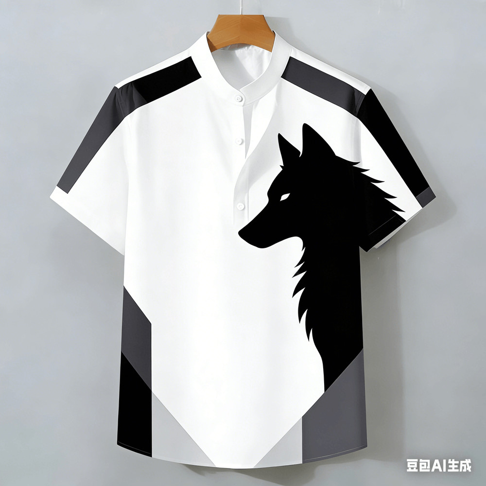 เสื้อโปโลHenri กราฟิกWolf สำหรับผู้ชาย แขนสั้น เหมาะสำหรับ Outdoor และ Street Wear