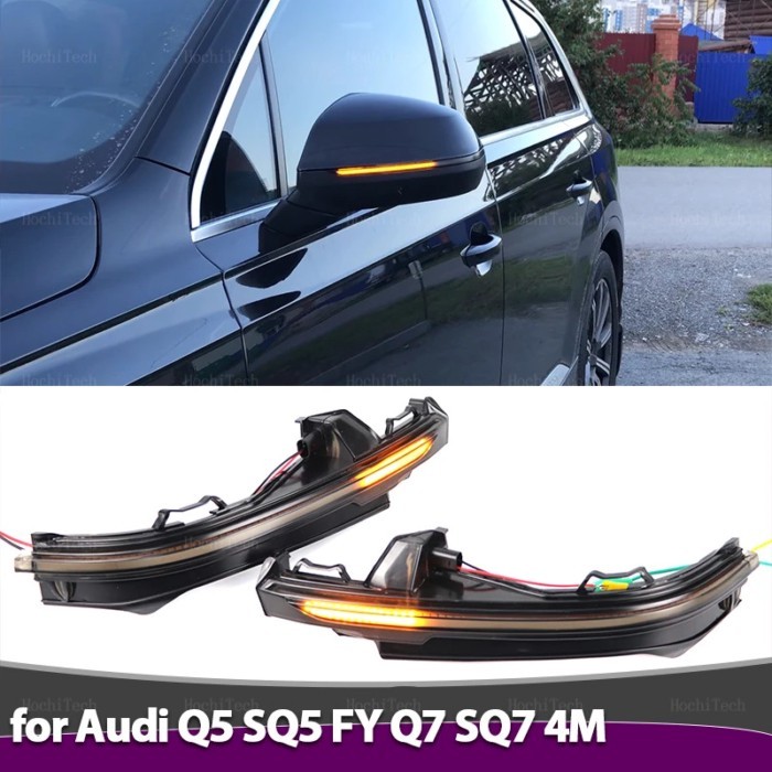 2pcs Smoked Lens Side Mirror Sequential Turn Signal Light For Audi Q5 SQ5 FY 2018-23, Q7 SQ7 4M 201
