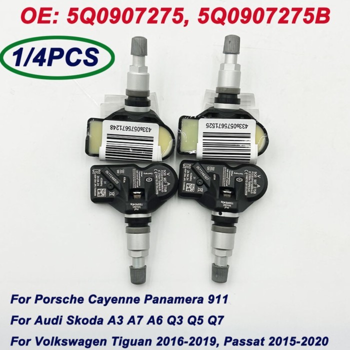 1/4Pcs 5Q0907275 5Q0907275B Tire Pressure Sensor TPMS 433MHz For Audi Skoda A3 A7 A6 Porsche 718 91