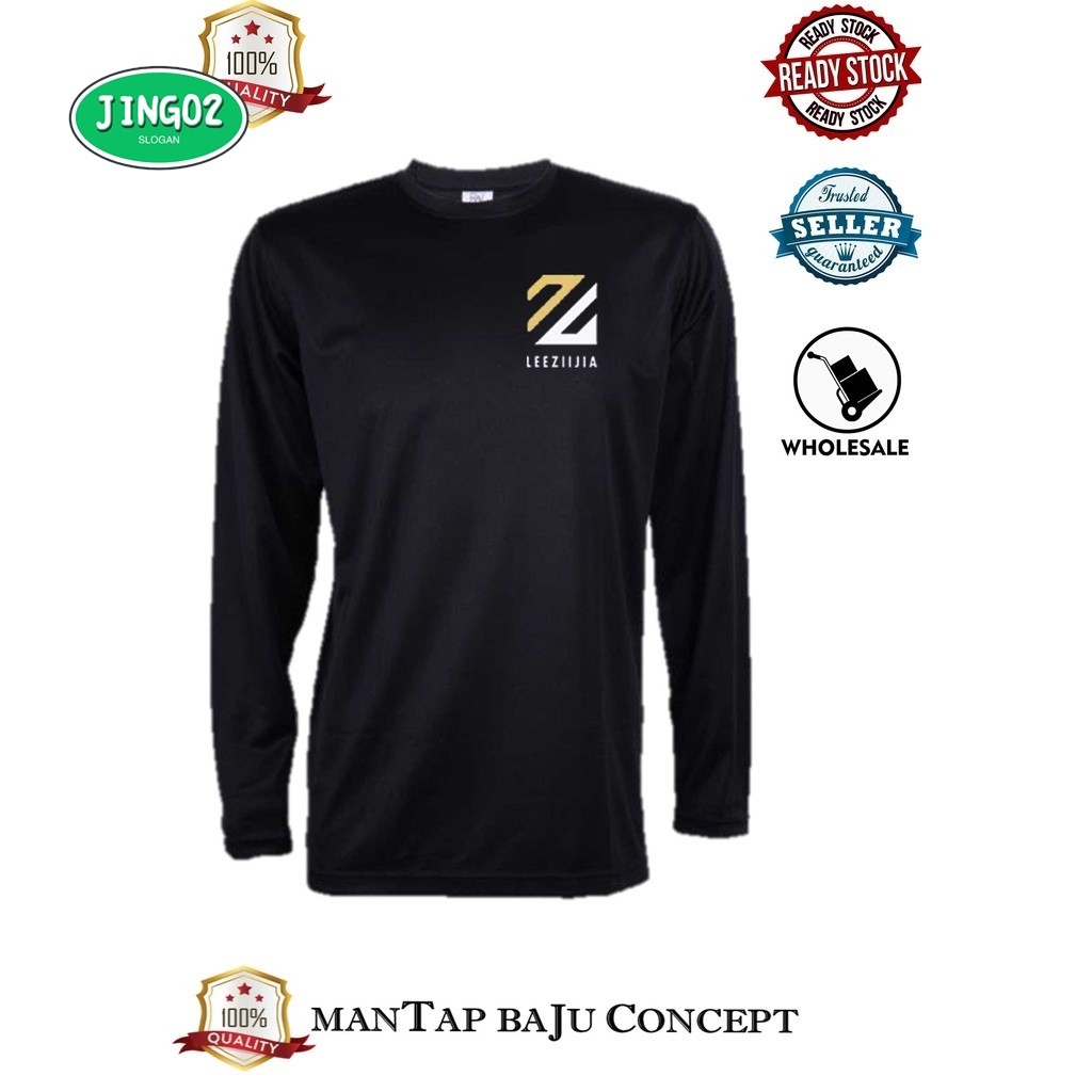 (JING02)LEE ZII JIA MICROFIBER เสื้อยืดแขนยาวกราฟิก Top Tee Dri Fit ไมโครไฟเบอร์ LZJ BADMINTON JERSE