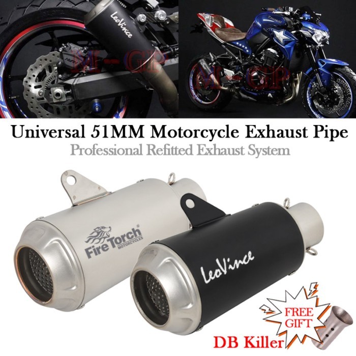 51MM Universal Motorcycle Leo Vince LV-10 Exhaust Pipe DB Killer Muffler Escape For Z700 Z900 RS Ni
