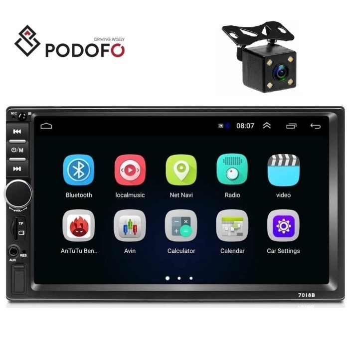 Podofo 2 Din 7" Android 1+16G/2+16G Car Video Radio Para Carro Autoradio Autoestereo GPS Navigation