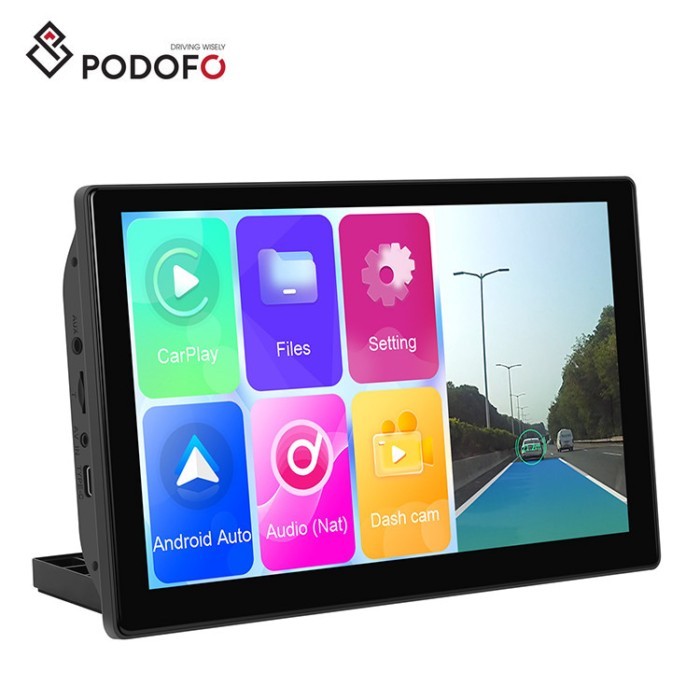 Podofo Portable Carplay Smart Screen 9 inch Wireless Android Auto Car Player 4K Foward Camera ADAS