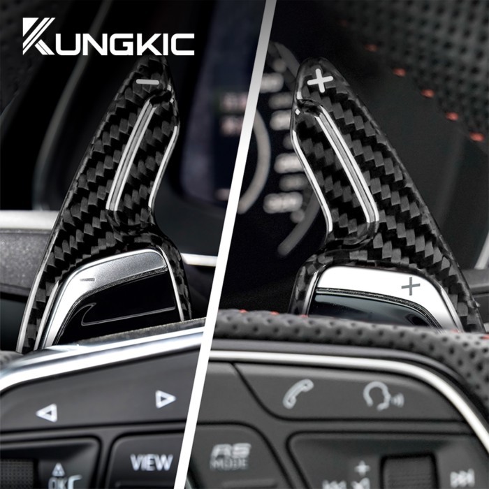 For Audi RS3 RS4 RS5 R8 TT RS Dry Carbon Fiber Car Steering Wheel Paddle Shift Extension Trim 2pcs