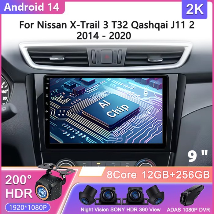 Android 14 Car radio For Nissan X-Trail 3 T32 Qashqai J11 2 2014-2020 Carplay Android auto Qualcomm