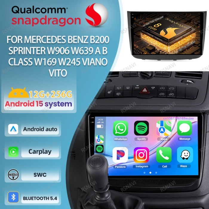 Android 15 Car Radio For Mercedes Benz B200 Sprinter W906 W639 A B Class W169 W245 Viano Vito Lf So