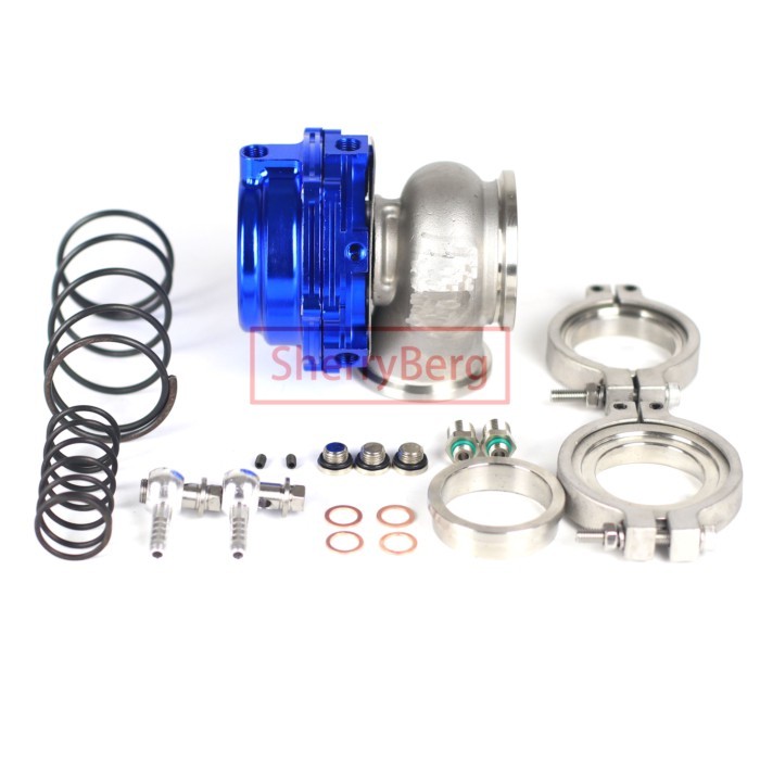 SherryBerg Brand New Bov 44mm Wastegate WITH VBAND FLANGES V44 BLUE PSI 7 ,14 ,17  BOV 44 MRV44 BLU