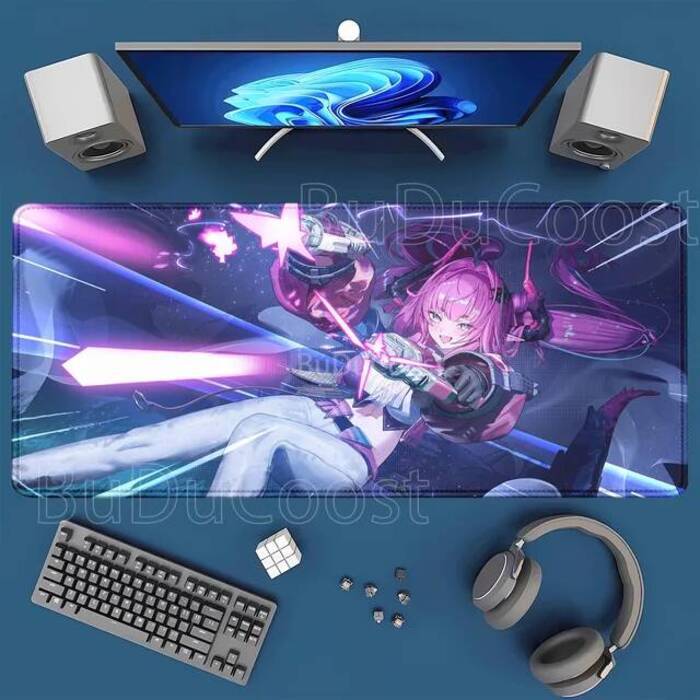 HD พิมพ์แผ่นรองเมาส์ Yvonne Arknights Endfield ยางกันลื่นสําหรับเล่นเกมขนาดใหญ่ 900X400 มม.แผ่นรองเม