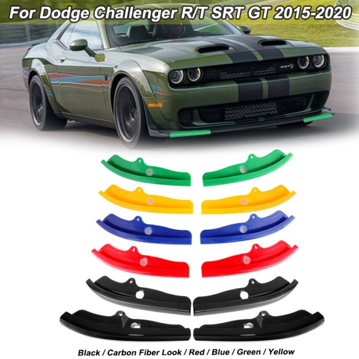 2pcs Car Front Bumper Lip Spoiler Corner Guard For Dodge Challenger R/T SRT GT 2015-2020 Lower Diff