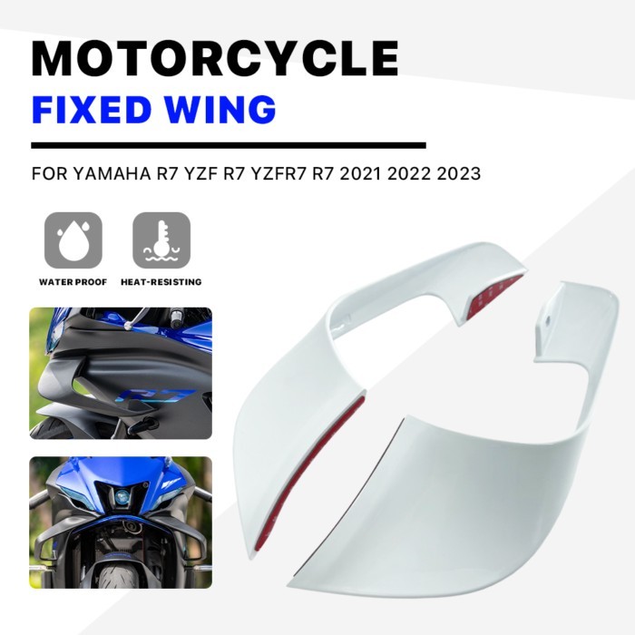 White Fixed Wind Wing For YAMAHA R7 YZF R7 YZFR7 R7 2021 2022 2023  Motorcycle Wing Aerodynamic Fai