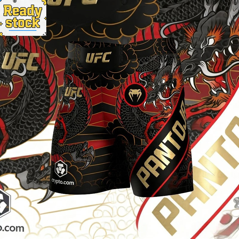 กางเกงขาสั้นสำหรับการต่อสู้และมวยปล้ำ UFC Alex "Poatan" Perira ดีไซน์ทันสมัย สวมใส่ง่าย และระบายอากาศได้ดี