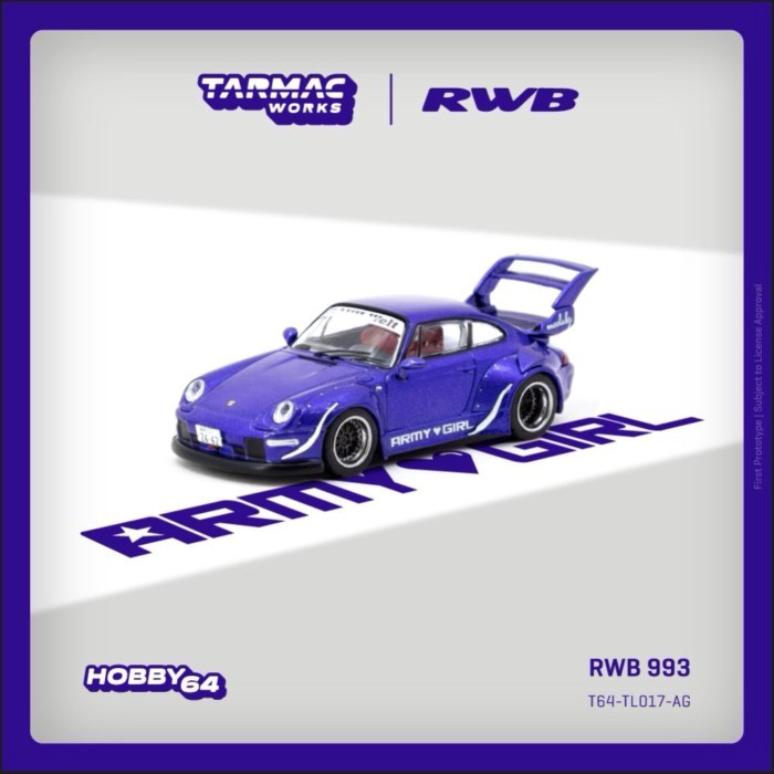 คลังสินค้าพร้อม TW 1: 64 Porsche Porsche RWB 993 โมเดลรถอัลลอย