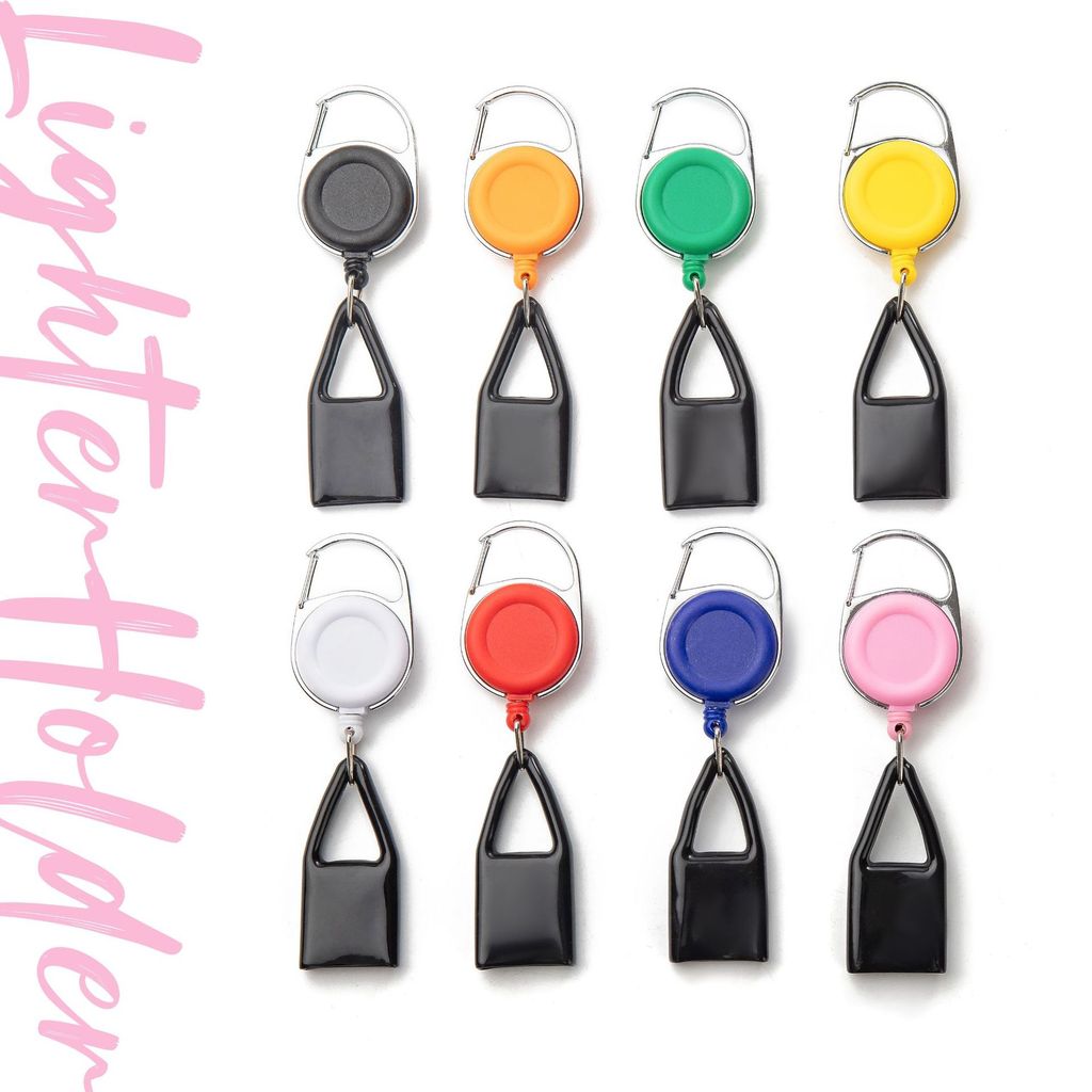 สีทึบหัวเข็มขัดยืดไสลด์ป้องกันการสูญหายไฟแช็กชุดจี้พวงกุญแจ