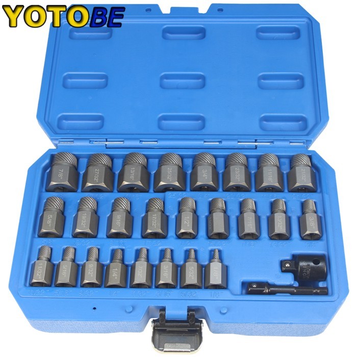 27Pcs Damaged Screw Extractor Drill Stripped Screw Extractor Remover Set single head Broken Screw B