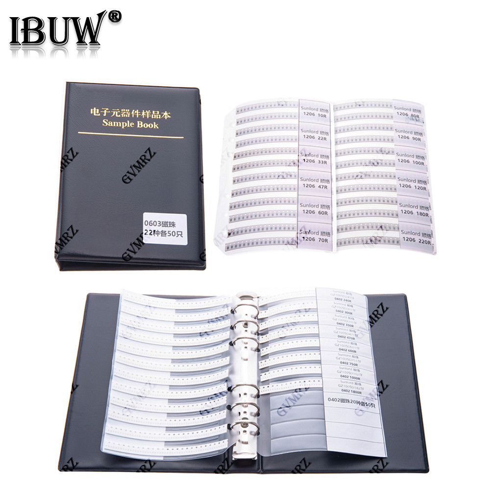 0402 0603 0805 1206 SMD Ferrite ลูกปัดเหนี่ยวนําตัวอย่างหนังสือแม่เหล็กลามิเนตแผ่นแม่เหล็กลูกปัดเหนี