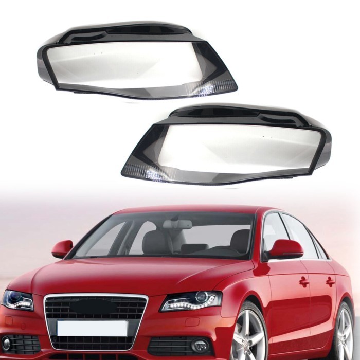 Pair Fit For Audi A4 B8 08-12 8K2 Car Headlights Lens Cover Lampshade Shell